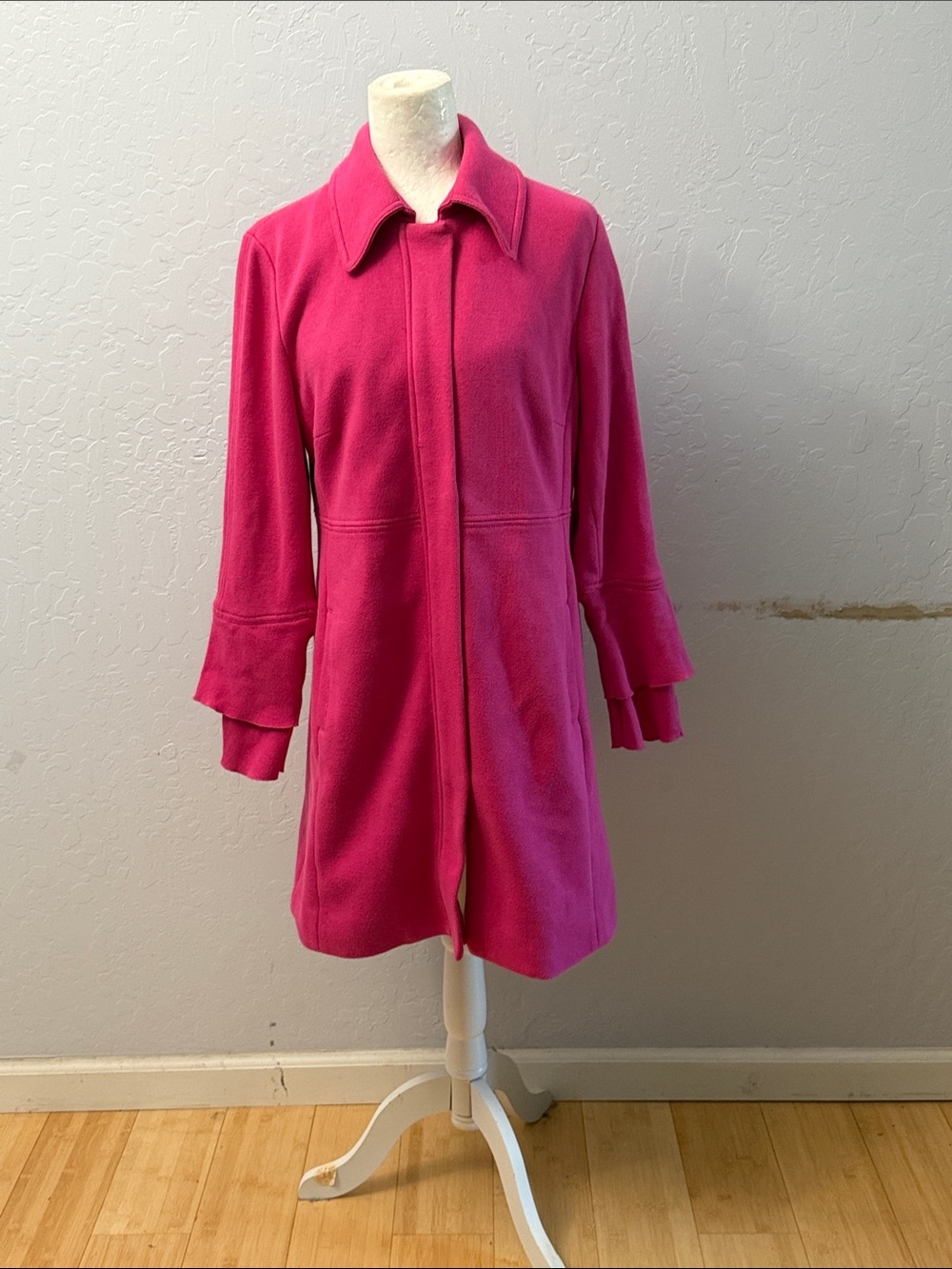 INC International Concepts Bright Pink Wool-Blend Trench Coat